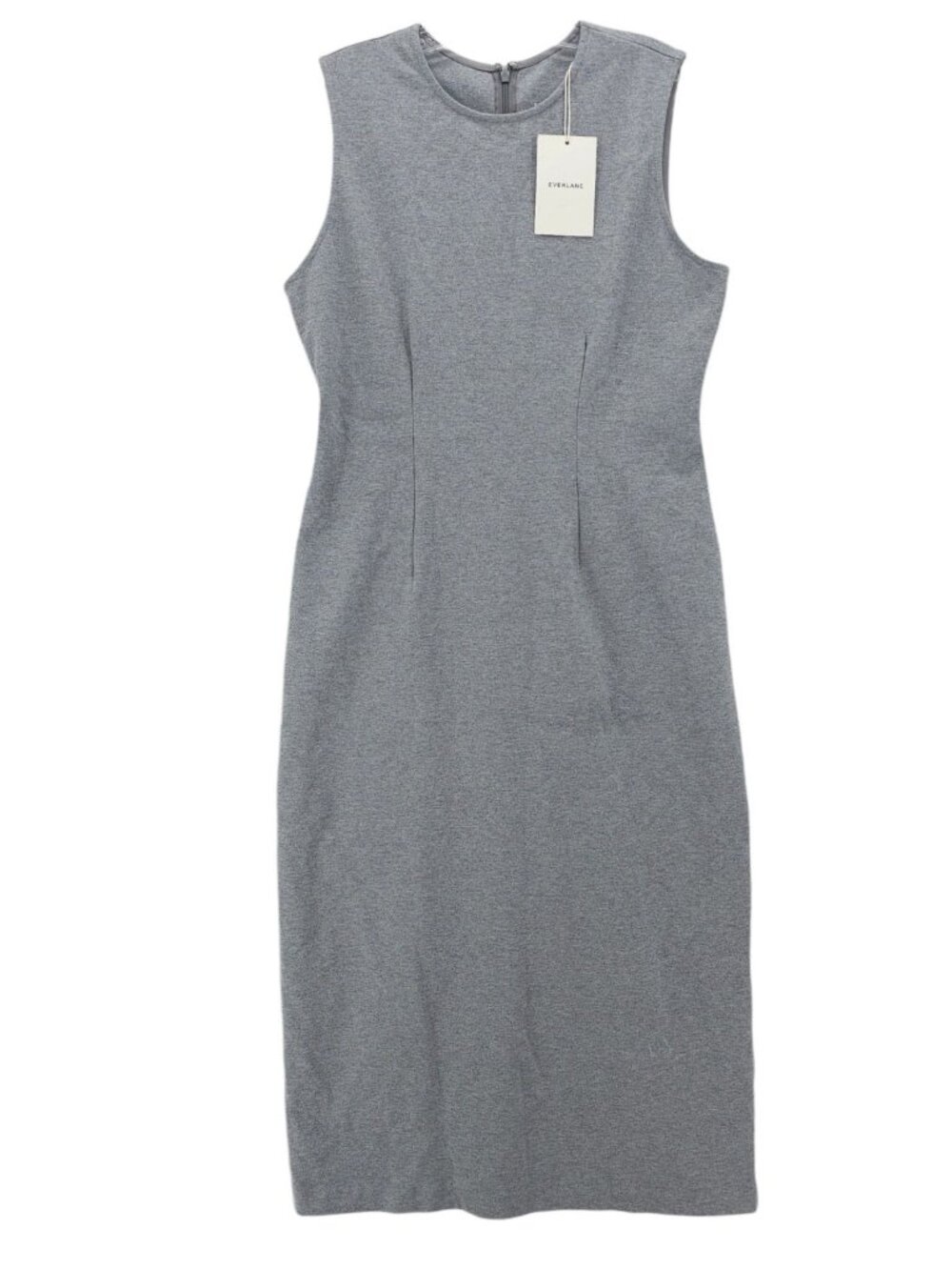 NWT EVERLANE The Dream '90s Midi Dress Heather Grey Organic Cotton Stretch LARGE